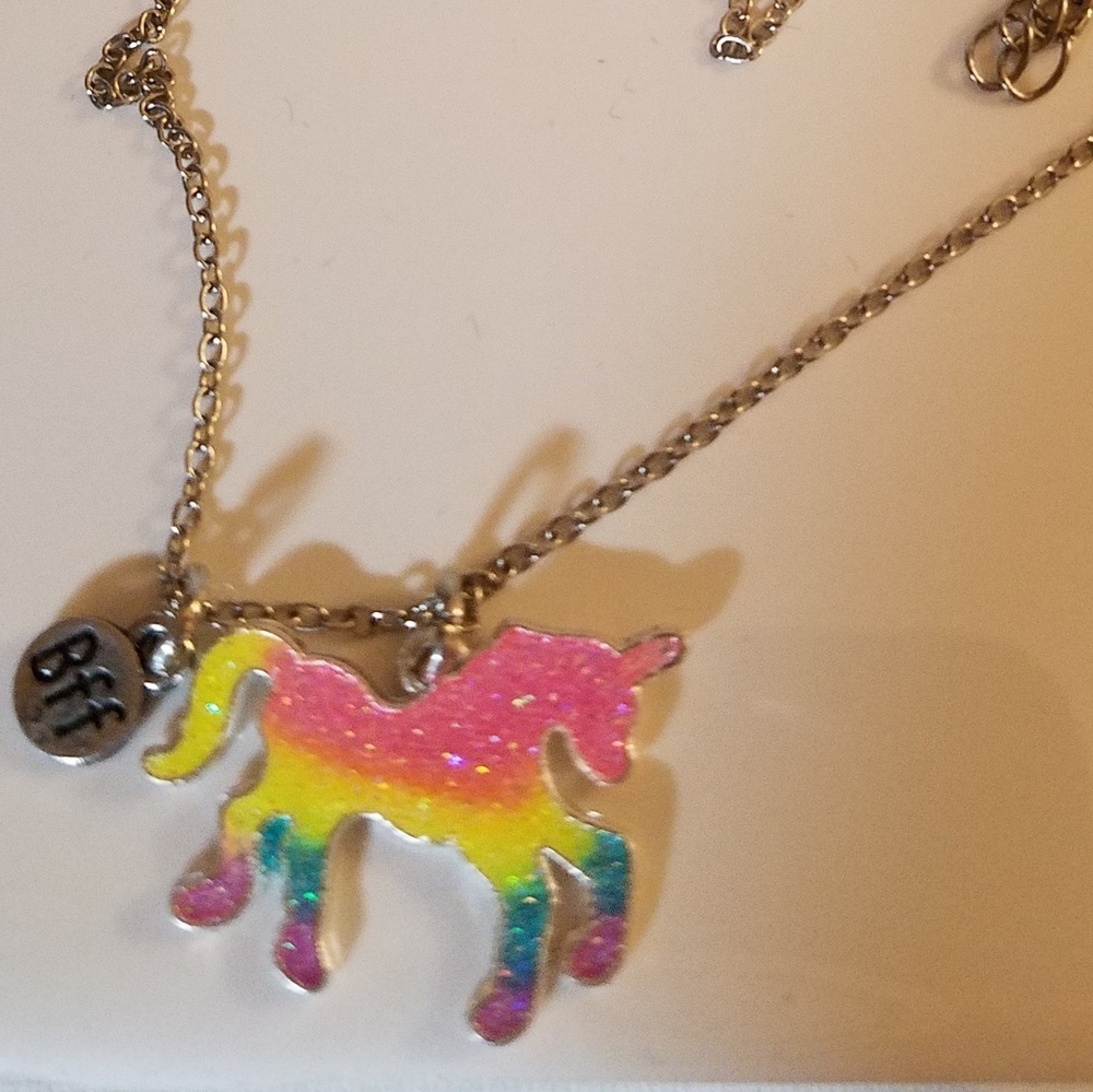 Unicorn BFF 16" w 4" extend chain Silver Plate